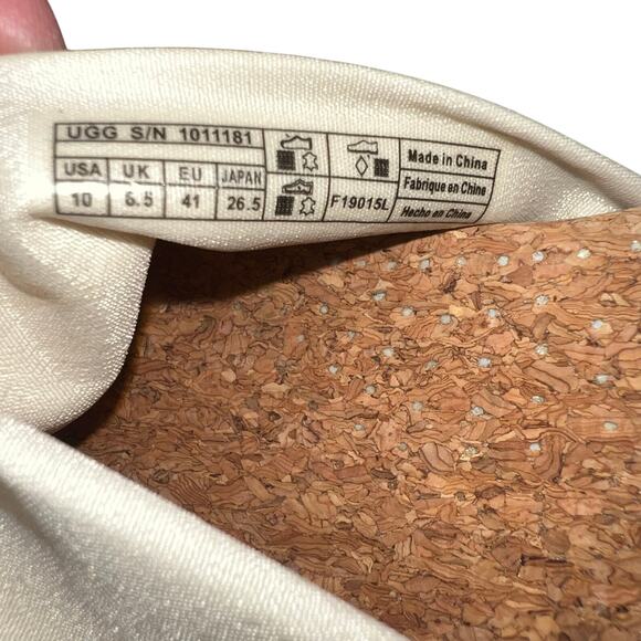 UGG Women's Traci Sandal, Cream Sz 10 Knotted ankle-strap espadrille wedge - Picture 6 of 7